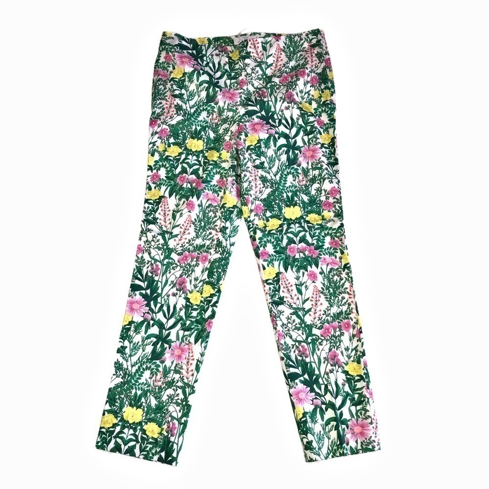 Talbots RSVP Floral Pants Stretch Cotton New Size 6 Tapered Side Zip Brunch